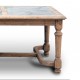 Reclaimed pinewood dining table with stone inlay top