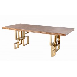 Stainless steel dining table with wood top