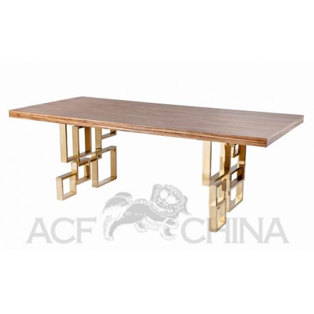 Stainless steel dining table with wood top
