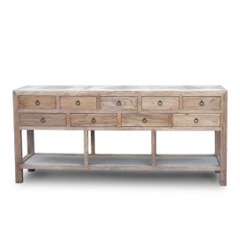 9 Drawer raised sideboard with parquet or stone inlay top