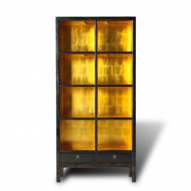 Black lacquer and gold leaf bookcase