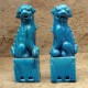 Turquoise glazed porcelain foo dog temple guardians 