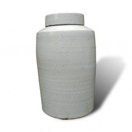 Tall round white porcelain apothecary jars