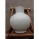 Tall round enamel white porcelain narrow mouth vase