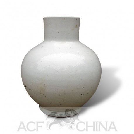 Tall round enamel white porcelain narrow mouth vase