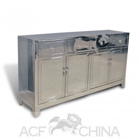 Contemporary asian stainless steel buffet in chrome
