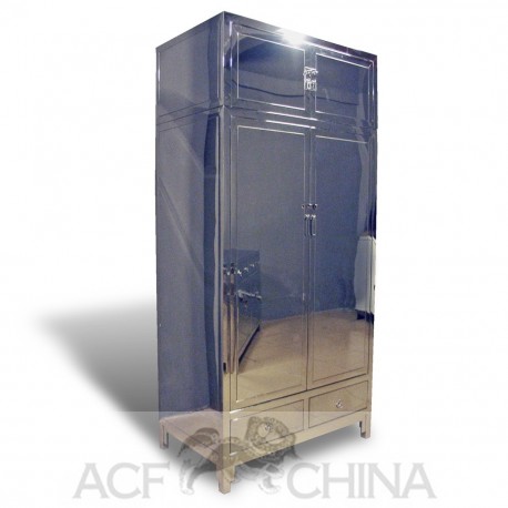 Contemporary asian stainless steel armoire