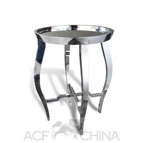 Contemporary asian end table in stainless steel chrome