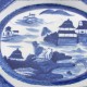 Large sized canton export style Chinese blue and white octagonal porcelain platter