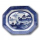 Large sized canton export style Chinese blue and white octagonal porcelain platter